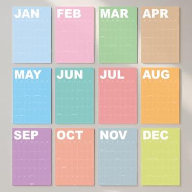 Imagem de Calendário de parede anual 2026, calendário mensal grande para parede, 12 meses, páginas individuais A3, agenda de parede vertical para todo o ano, 30 cm x 43 cm, multicolorido