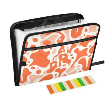 Imagem de Wassud Organizador de arquivos sanfonado com 13 bolsos com estampa de pontos abstratos, pastas de arquivos expansíveis com abas e adesivos, tamanho carta A4, organizador de pastas de documentos de