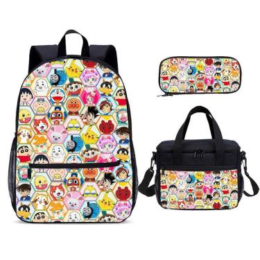 Imagem de Conjunto de mochilas Doraemons School Bag para crianças com lancheira e bolsa de lápis