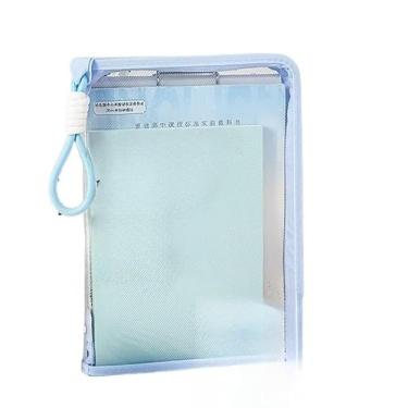 Imagem de Pasta grande A4 à prova de água com bolso transparente para documentos, incluindo pasta e cordão(Azul)