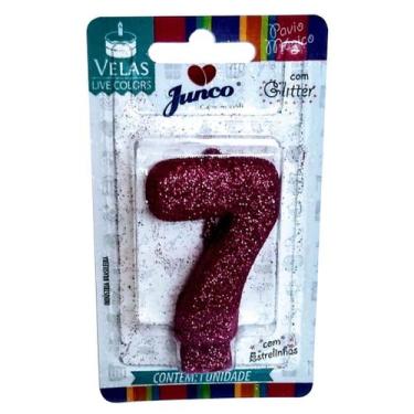 Imagem de Vela Aniversario Live Colors Com Gliter Pink N7 Junco