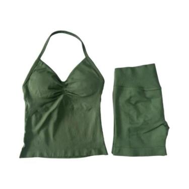 Imagem de Conjunto De Top E Shorts Sem Costura De Cintura Alta Para Academia 2 P