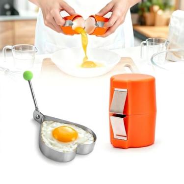 Imagem de Abridor de ovos 2026 (com molde de ovo em forma de coração), separador de casca de ovo para ovos crus, ferramenta de biscoito de gadgets, ferramenta de quebra de casca de ovo de aço inoxidável