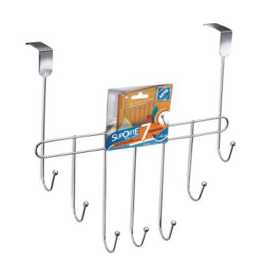 Imagem de Suporte Porta 7 Ganchos Cabideiro Toalha Pendurar Roupas Organizador B