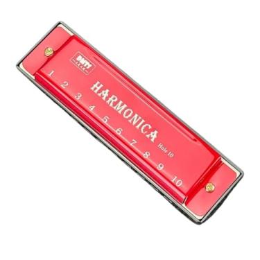 Imagem de Órgão de boca de gaita de 10 furos – Presente perfeito para amantes de música, gaita ideal para iniciantes, vermelho