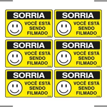 Imagem de Combo 6 Placas De Sinalização Sorria Você Está Sendo Filmado 25x15 Eko
