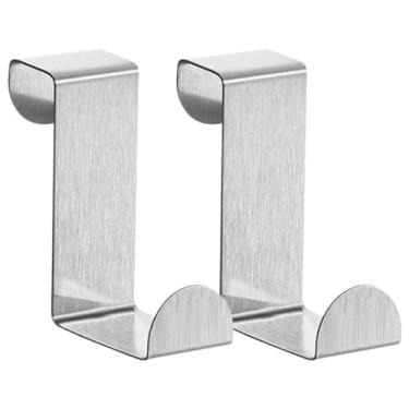 Imagem de 5/2/1 gancho de porta de aço inoxidável para armário de cozinha gancho de porta para roupas quarto e banheiro suporte multigancho, 2 peças