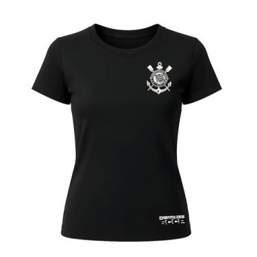 Imagem de Camisa Corinthians Feminina Dry Oficial Licienciado -, Preto, Branco, 