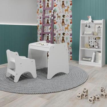 Imagem de Conjunto Infantil 3 Pecas 1 Mesa 1 Cadeira com Regulagem 1 Estante Org