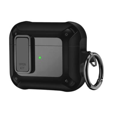 Imagem de capa case armor compativel com Apple Airpods pro 1 e 2 proteçao militar resistente de corpo inteiro (Preto)