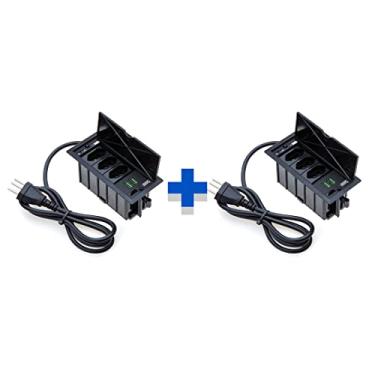 Imagem de Kit 2 Caixas De Tomadas 4 Blocos Basculante 3 Tom 20A 2 USB COR:PRETO
