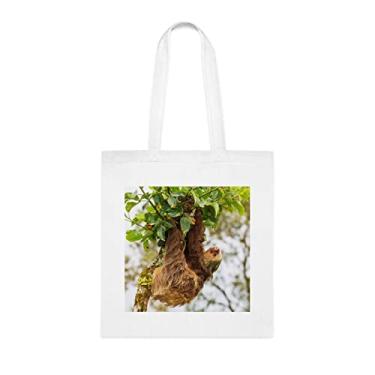 Imagem de Sacola preguiça, presente de preguiça, bolsa de ombro preguiça, bolsas reutilizáveis de preguiça, ideia de presente de cesta de Natal de aniversário, presente para ela, presente para ele, bolsa feminina, Branco