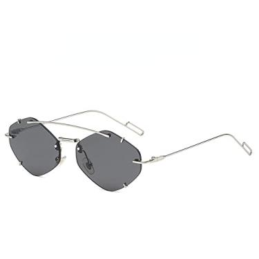 Imagem de Óculos de sol poligonais sem aro fashion óculos femininos óculos de sol retrô óculos de sol de luxo óculos de sol UV400 óculos de sol, 1,A