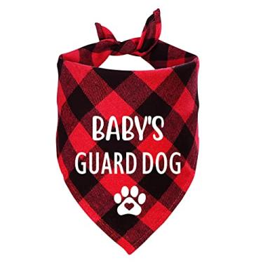 Imagem de Ptzizi Funny Red Plaid Cotton Dog Baby's Guard Security Triangle Bandana, Pet Dog New Baby Shower Photograph Props Scarf Scarves Decorations Pet Dog Lovers Owner Gift