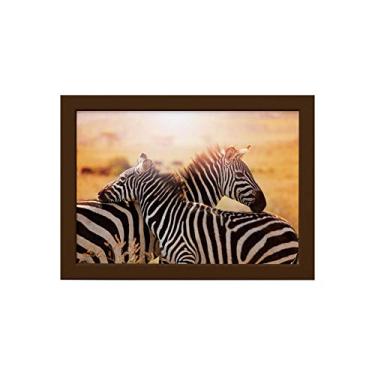 Imagem de Quadro para Sala Foto Safari Zebra Moldura Marrom 22x32cm