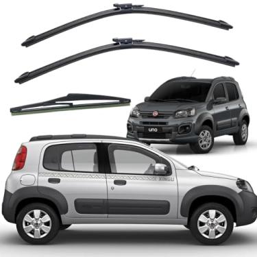 Imagem de Kit 3 Palhetas Limpador Parabrisa Chuva Novo Uno 2009 á 2020 (Novo Uno 2015 á 2020 Encaixe Clique)