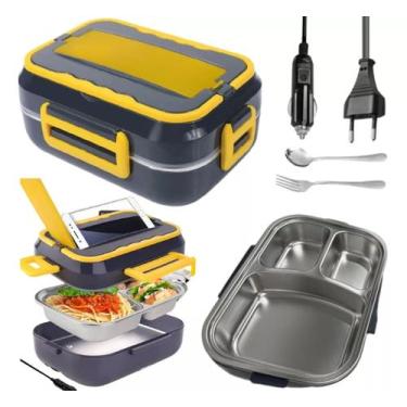 Imagem de Marmita Elétrica Carro e Casa 220V e 12V Com Divisórias e Talher Portá