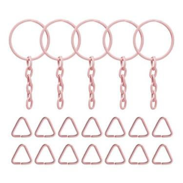 Imagem de Kit Completo Argolas Com Elo Para Chaveiro Rosa Bebê 100 Unidades