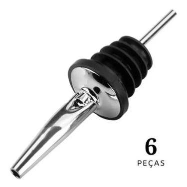 Imagem de Kit 06 Bico Dosador Aço Inox Silicone Garrafa Azeite Vinagre - Unyhome