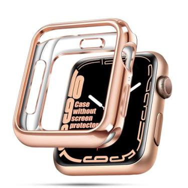 Imagem de top4cus Capa de 38 mm ecológica macia flexível TPU antiarranhões leve protetora 38 mm compatível com Apple Watch Series 11/10 Series 9/8/7 Series 6/SE/5/4 Series 3/2/1 - ouro rosa