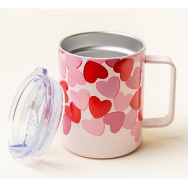 Imagem de The Darling Effect Caneca de café para viagem, copo isolado com tampa, copo de café de aço inoxidável com alça reutilizável, copos de 400 ml com tampa combinando para chocolate quente, café gelado,