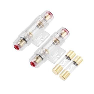 Imagem de A ABSOPRO 2 peças 30A Inline AGU Fuse Holder serve para fio calibre 4 8 10 com 2 peças de fusíveis de 30 Amp para substituição de item de amplificador de áudio de carro