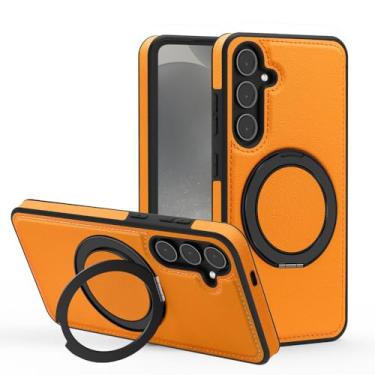 Imagem de Capa magnética com suporte de anel de metal rotativo 360 para Samsung Galaxy S25 Ultra S24 S23 S22 Plus S24 FE, laranja, para Samsung Galaxy S22
