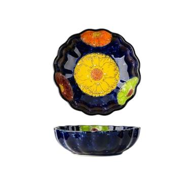 Imagem de Prato de osso de cerâmica pintado à mão criativo e personalizado, prato pequeno retrô doméstico lanche prato de molho de frutas - Fanhua Impression prato de pétalas de 15 cm