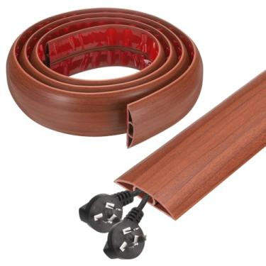 Imagem de HARFINGTON Capa de cabo de 1,8 m L 1,5 x A 0,3 Canal interno PVC esconde extensão, protetor de fios para evitar desvios de cabos, gerenciamento de cabos, madeira marrom