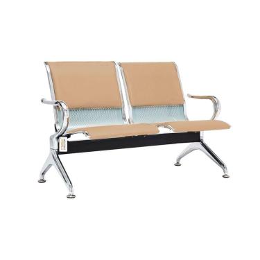 Imagem de Cadeira Longarina Com Est Cromada 2 Lugares Colors Bege