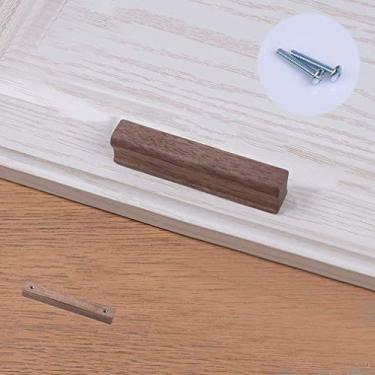 Imagem de Puxador de porta de guarda-roupa de madeira maciça longa, puxadores de gaveta de cômoda de móveis, puxadores de armário de bar de cozinha, puxadores de armário de armário de banheiro, nogueira preta,