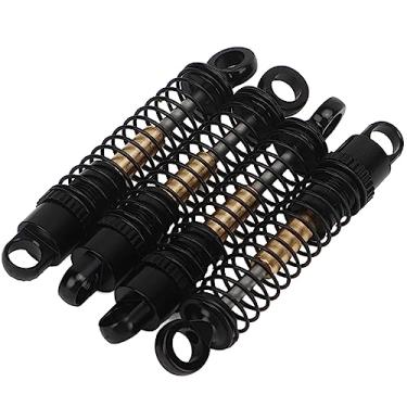 Imagem de Drfeify Conjunto de Amortecedor de Choque RC à Prova de Ferrugem, Absorção de Choque de Alta Elasticidade para Axial Scx24 1/24 Rastreador, 4pcs RC Damper (Preto)