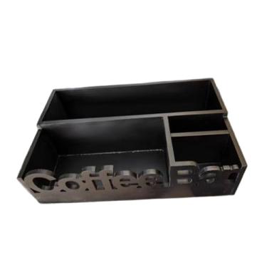Imagem de Fenteer Organizador de estação de café de madeira com divisória, decoração versátil para bar, suporte para cápsulas de café, cesta de armazenamento para, Preto