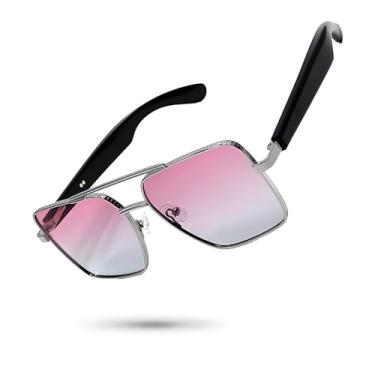 Imagem de Óculos inteligentes para homens e mulheres, óculos Bluetooth com microfone e alto-falantes embutidos, óculos de sol esportivos / externos com proteção UV400 unissex, carregamento magnético, compatível