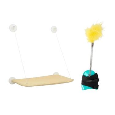 Imagem de Kit Caminha De Janela P/Gatos Ventosas c/ Varinha Pena Pé - C3b