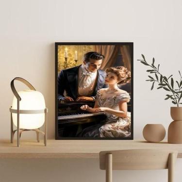 Imagem de Quadro Decorativo Vintage Casal Com Piano 33X24Cm - Quadros On-Line