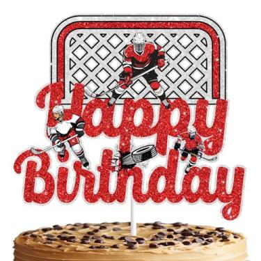 Imagem de Decorações de bolo de hóquei, cartolina dupla face, com glitter, perfeito para artigos de festa de hóquei, ideal para celebrar eventos de hóquei, aniversários temáticos e entusiastas de esportes de