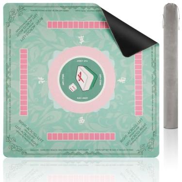 Imagem de Lavendex Mahjong Mat 32.4x32.4 Inch - Non-Slip Noise Reduction Gaming Mat, Foldable Durable Surface for Poker, Board Games, Cards, Tiles & Dominoes - 3mm - Cyan