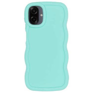 Imagem de WOGROO Capa fina para Samsung Galaxy A07, moldura ondulada, capa protetora fina de TPU macio para mulheres, ciano claro