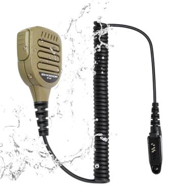Imagem de Microfone de alto-falante de ombro à prova d'água com conector de 3,5 mm compatível com Motorola, Retevis, rádios Ailunce, classificação IP para uso ao ar livre, áudio claro (bronze deserto)