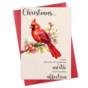 Imagem de Cartão de presente de Natal cardeal vermelho para mulheres, homens, esposa, marido, mãe, crianças, cartões comemorativos de Natal com envelope