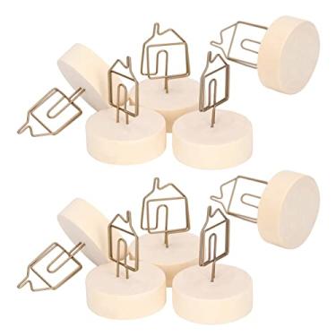Imagem de 10 peças porta-cartões de mesa formato de casa retrô fofo design porta-fotos de cartão de visita para decoração de mesa de casa e escritório