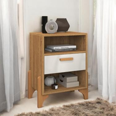 Imagem de Mesa de Cabeceira Elegante com Gaveta Vancouver Freijó e Off