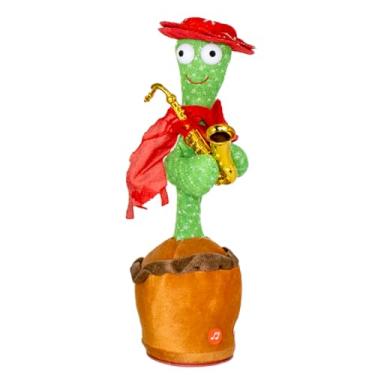 Imagem de Cacto Dançante Musical Falante com Luz Som USB Modelo Saxofone Repete e Dança