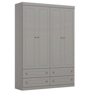 Imagem de Guarda Roupa Infantil 4 Portas 159 cm Americano Henn, Cinza