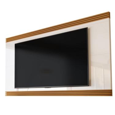Imagem de Painel Para TV Até 75 Polegadas 2,18m Detalhe Ripado Nex Off White/Madeirado