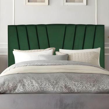 Imagem de Cabeceira Casal Box De Cama Estofada 140 Cm Antonella Suede Verde