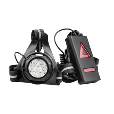 Imagem de oshhni Luz de corrida recarregável com faixa refletora frontal para adultos, luz de LED para uso no peito, lâmpada de advertência para camping, 7 Leds