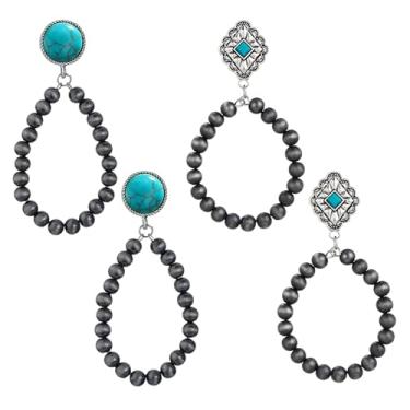 Imagem de 2 brincos Navajo, brincos femininos de pérolas navajo Boho feitos à mão, 1, Metal, Sem pedra preciosa