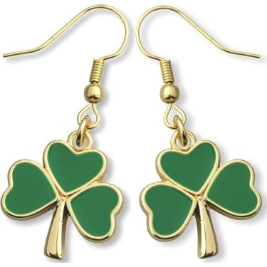 Imagem de LaBling Brincos femininos do Dia de São Patrício | Brincos pendentes de acrílico trevo irlandês | Brincos divertidos com chapéu de trevo - 014